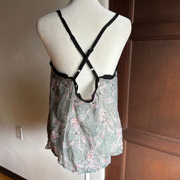 FREE PEOPLE | Y2K Vintage Lace Trim Cross Back Camisole | Size Medium - Picture 4 of 5